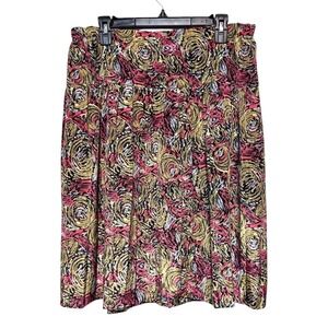 Vintage Y2K Artsy Maximalist Swirl Midi Skirt Women Sz 14 Retro Cottagecore Boho